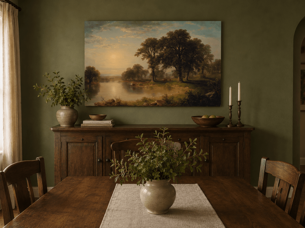 Peinture à l'huile de paysage - Tableau mural d'après-midi d'été