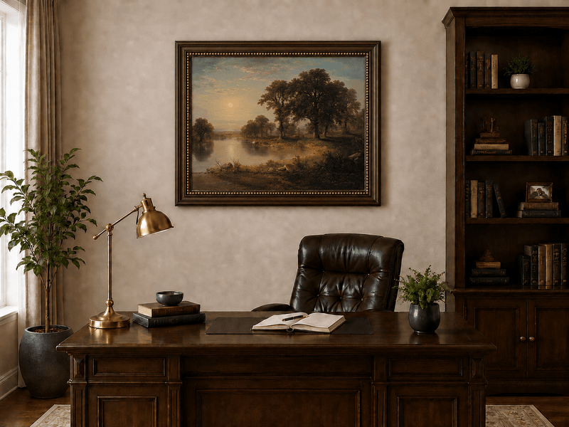 Peinture à l'huile de paysage - Tableau mural d'après-midi d'été