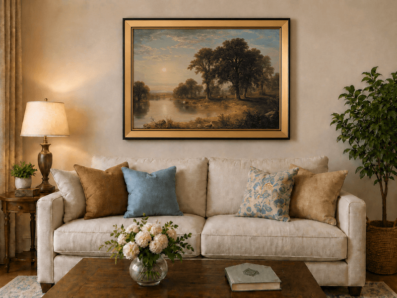 Peinture à l'huile de paysage - Tableau mural d'après-midi d'été