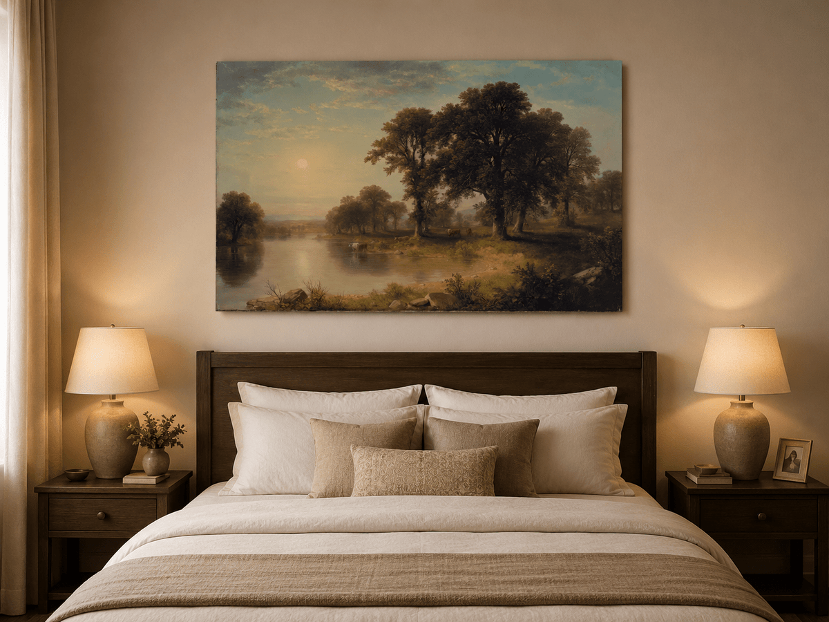 Peinture à l'huile de paysage - Tableau mural d'après-midi d'été