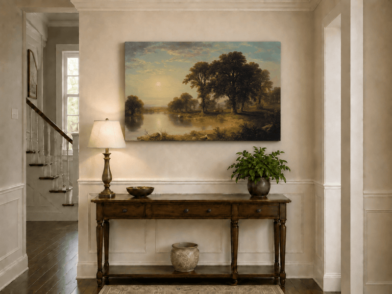 Peinture à l'huile de paysage - Tableau mural d'après-midi d'été