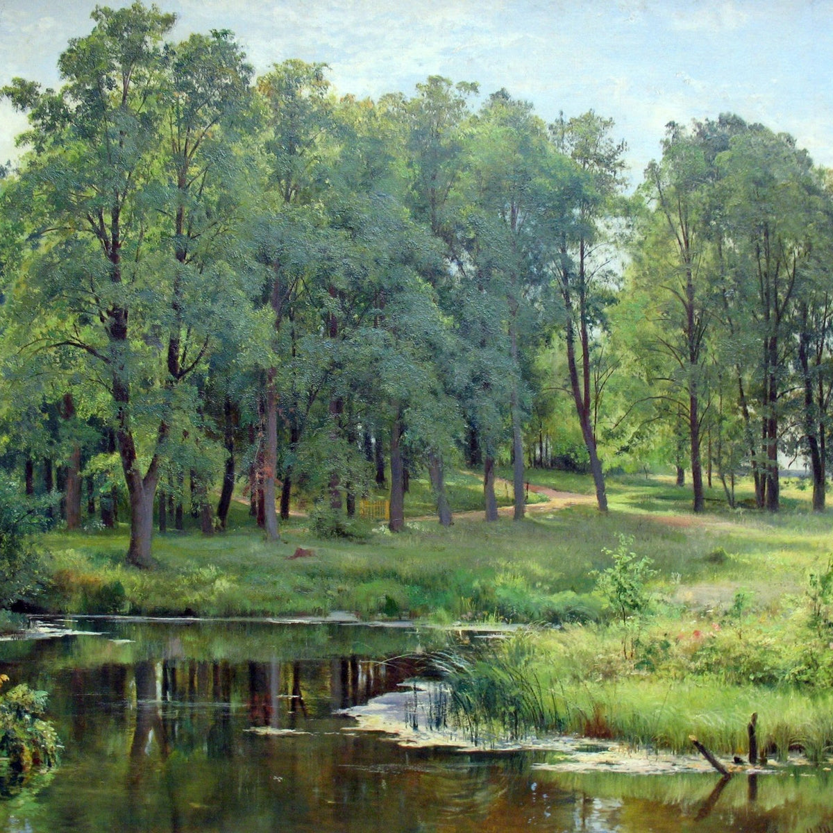 Landscape Oil Painting - Summer Forest, River, Path & Lush Trees - Oil Painting Haven