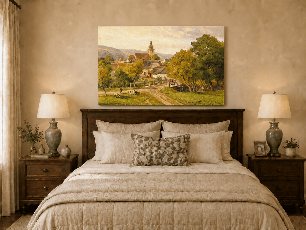 Landscape Oil Painting - Summer Meadow and Flower Pickers