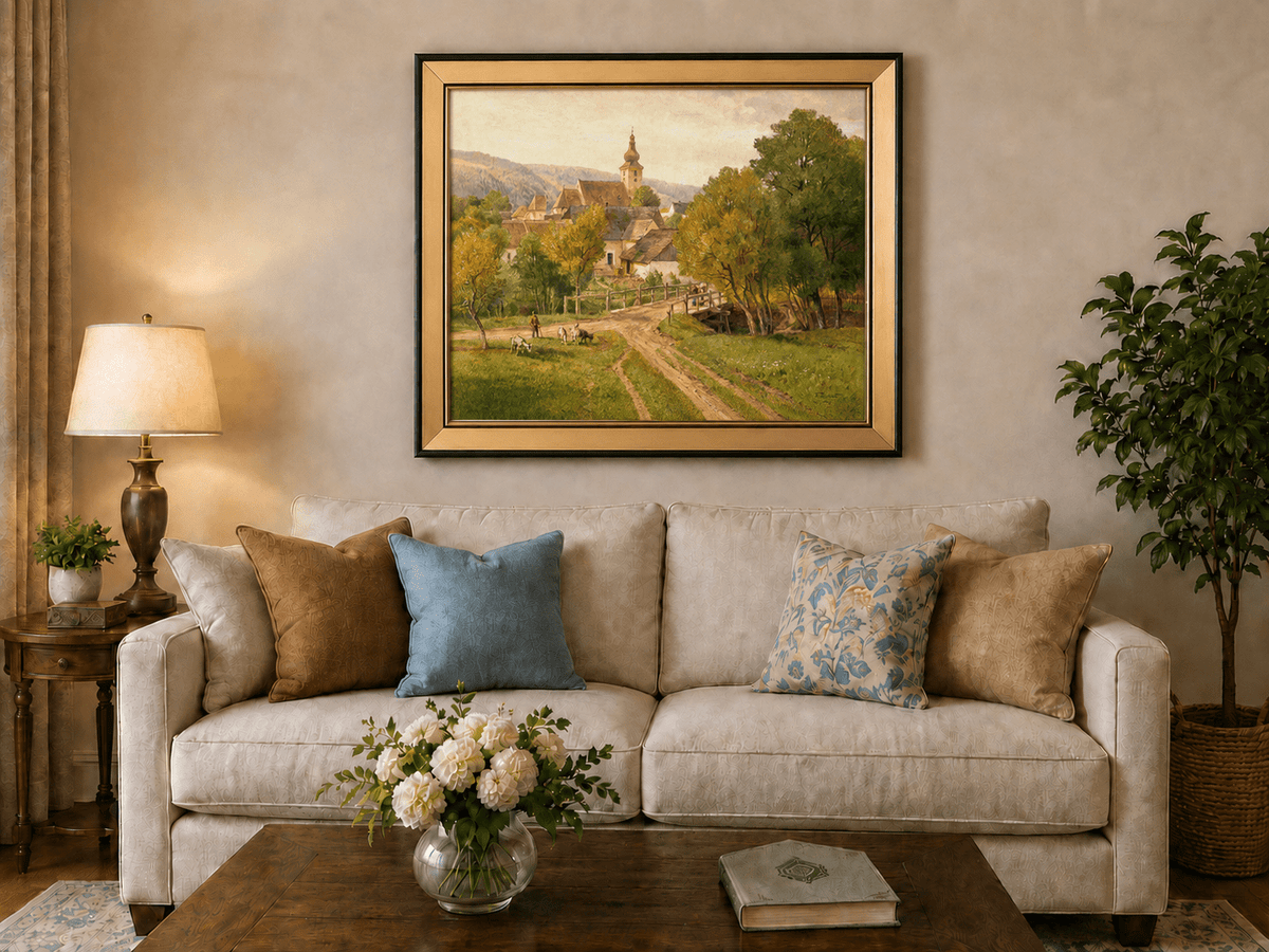 Landscape Oil Painting - Summer Meadow and Flower Pickers