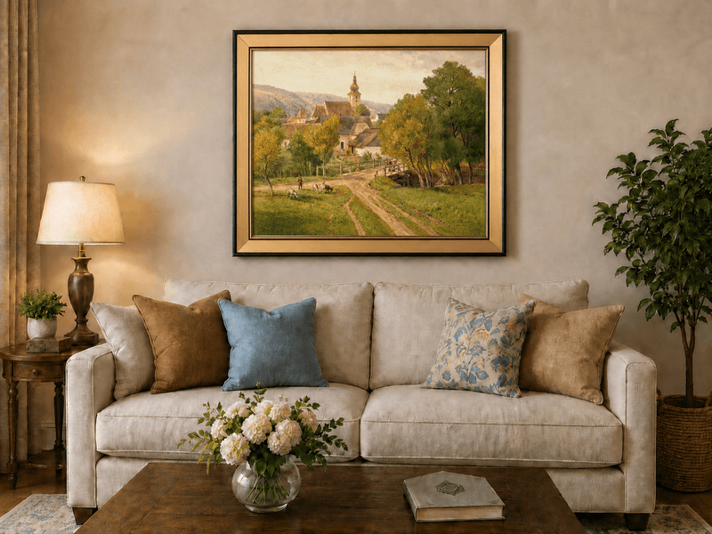 Landscape Oil Painting - Summer Meadow and Flower Pickers