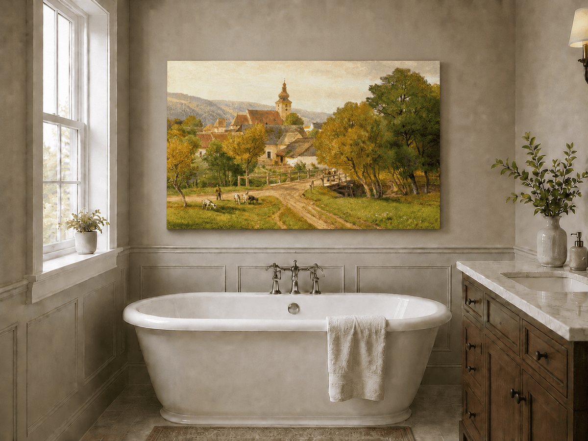 Landscape Oil Painting - Summer Meadow and Flower Pickers