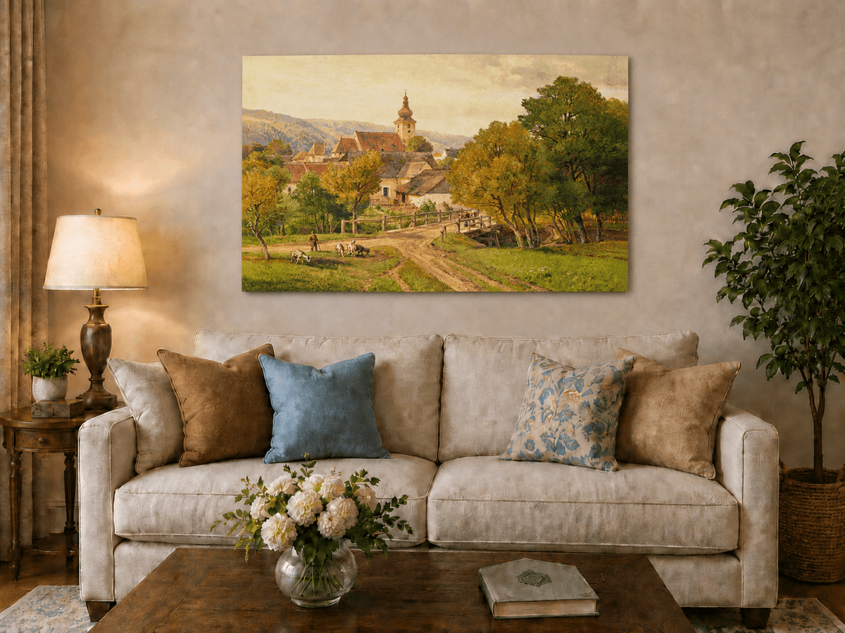 Landscape Oil Painting - Summer Meadow and Flower Pickers