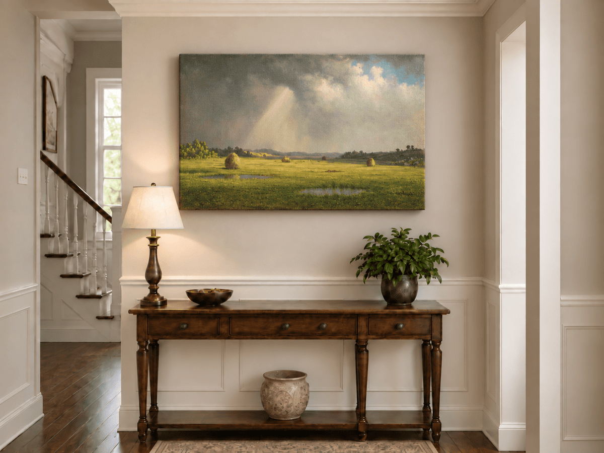 Landscape Oil Painting - Sunlight Over Newburyport Meadows