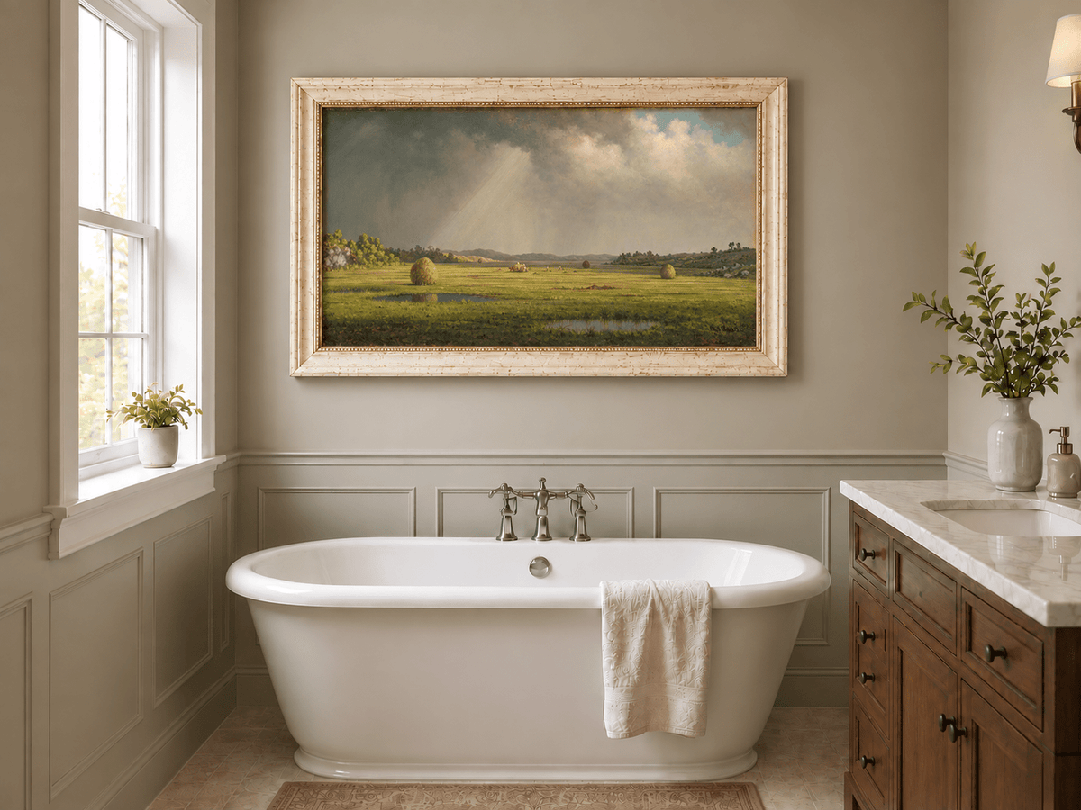 Landscape Oil Painting - Sunlight Over Newburyport Meadows