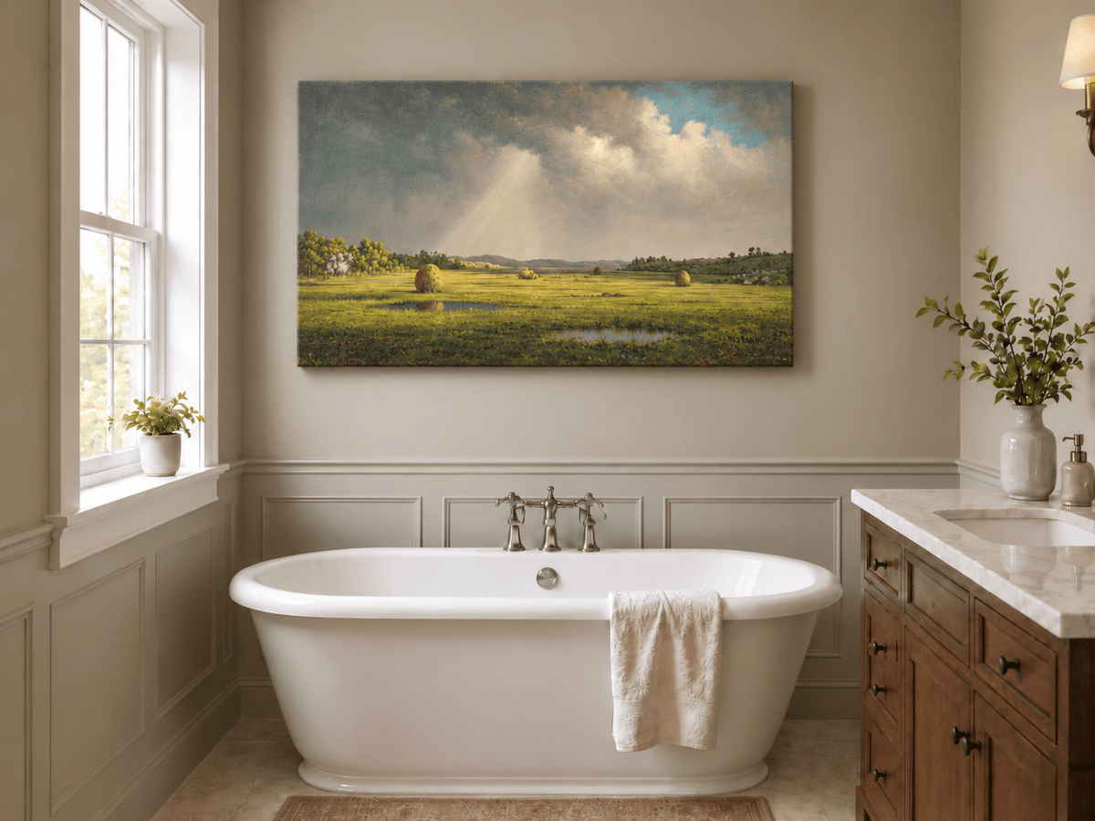 Landscape Oil Painting - Sunlight Over Newburyport Meadows