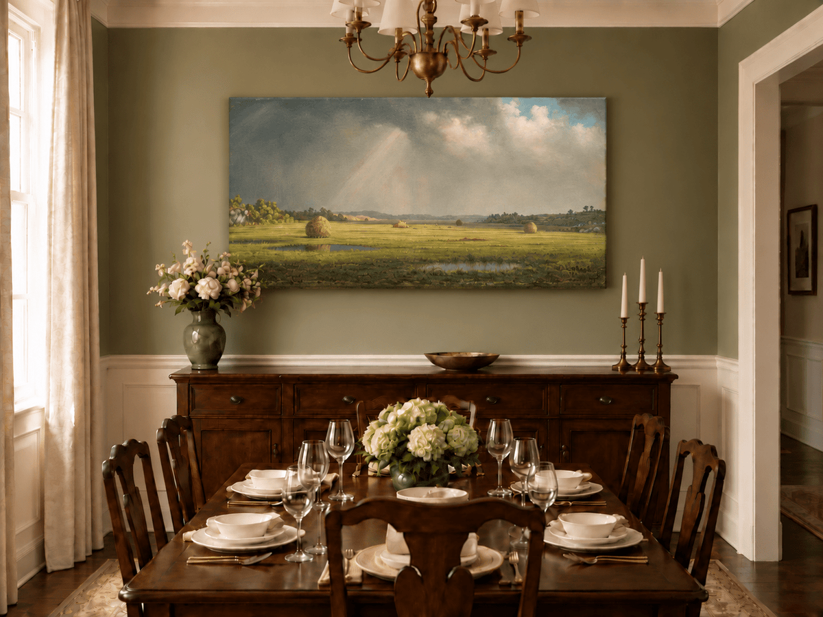 Landscape Oil Painting - Sunlight Over Newburyport Meadows