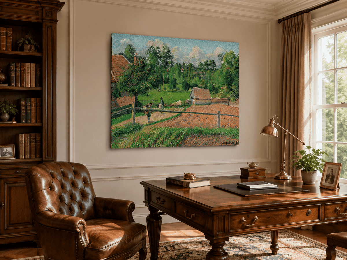 Landschaftsgemälde in Öl – Dramatische Felsschlucht mit Figuren