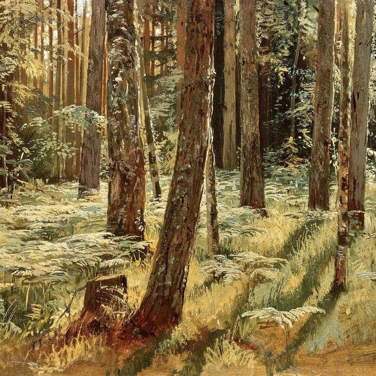 Landscape Oil Painting - Sunlit Forest Interior Art for Modern Walls - Oil Painting Haven