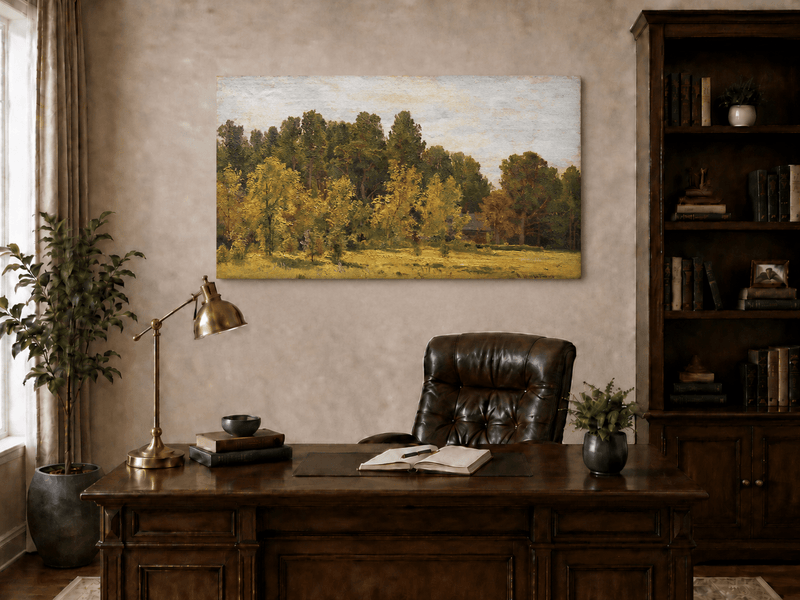 Peinture à l'huile de paysage - Gouffre rocheux spectaculaire avec personnages