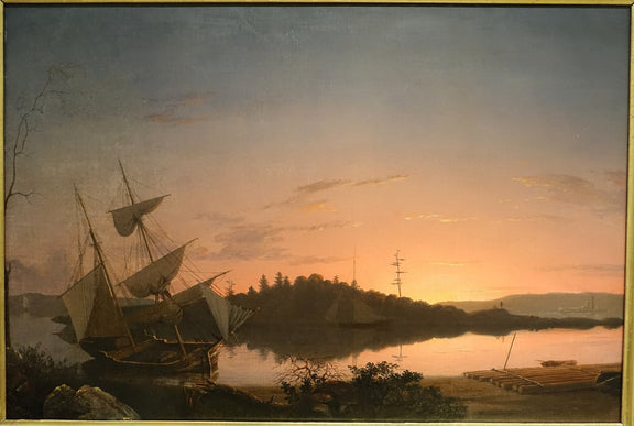 Landscape Oil Painting - Sunset Harbor with Sailboats and Rafts - Oil Painting Haven