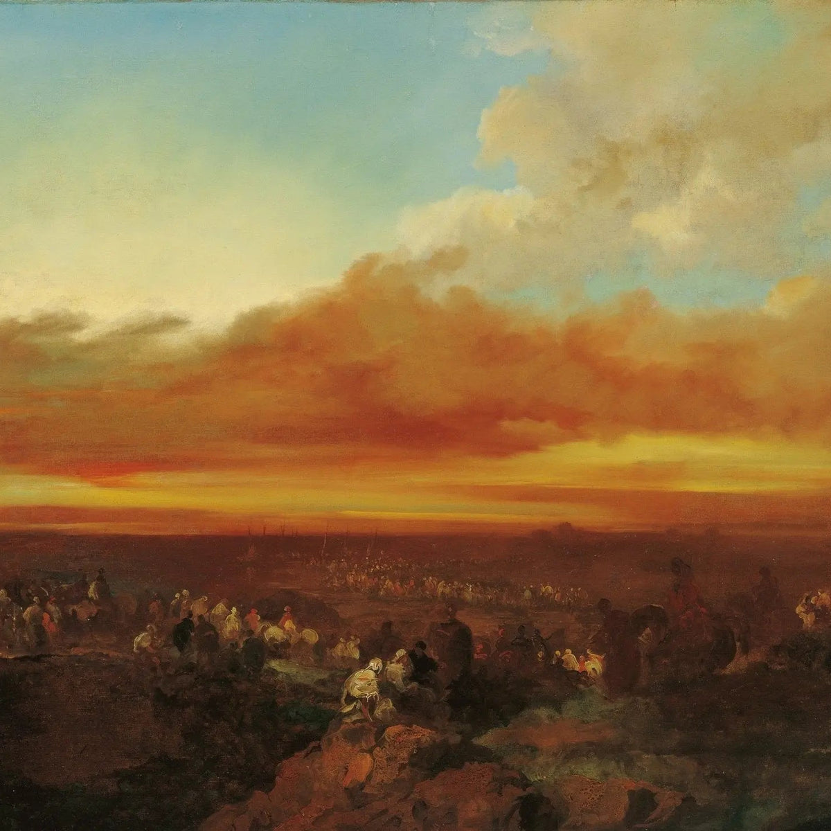 Landscape Oil Painting - Sunset Over Crowded Plains Wall Art - Oil Painting Haven