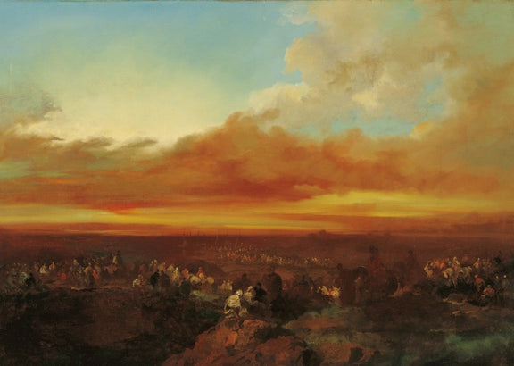 Landscape Oil Painting - Sunset Over Crowded Plains Wall Art - Oil Painting Haven