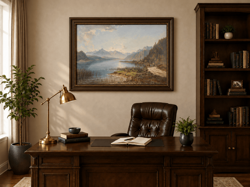 Landscape Oil Painting - Tranquil Alpine Lake | Hand-Painted
