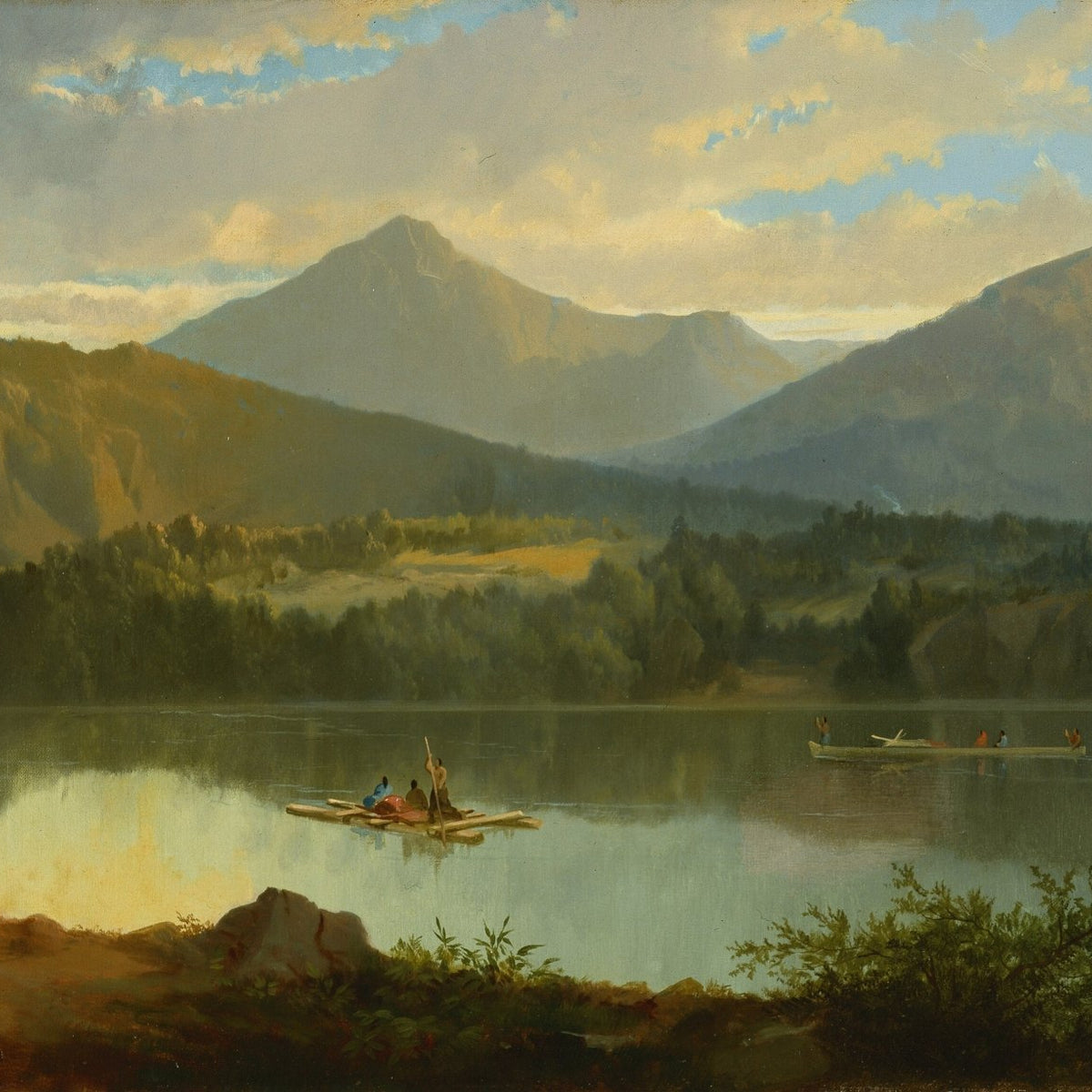 Landscape Oil Painting - Tranquil Mountain Lake with Reflections - Oil Painting Haven