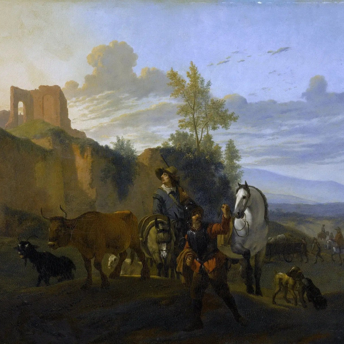 Landscape Oil Painting - Travel Scene with Figures & Ruins - Oil Painting Haven