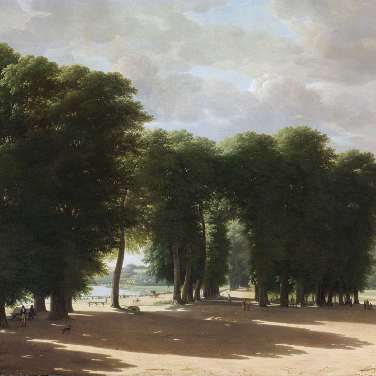 Landscape Oil Painting | Tree - Lined Park with Figures Wall Art - Oil Painting Haven
