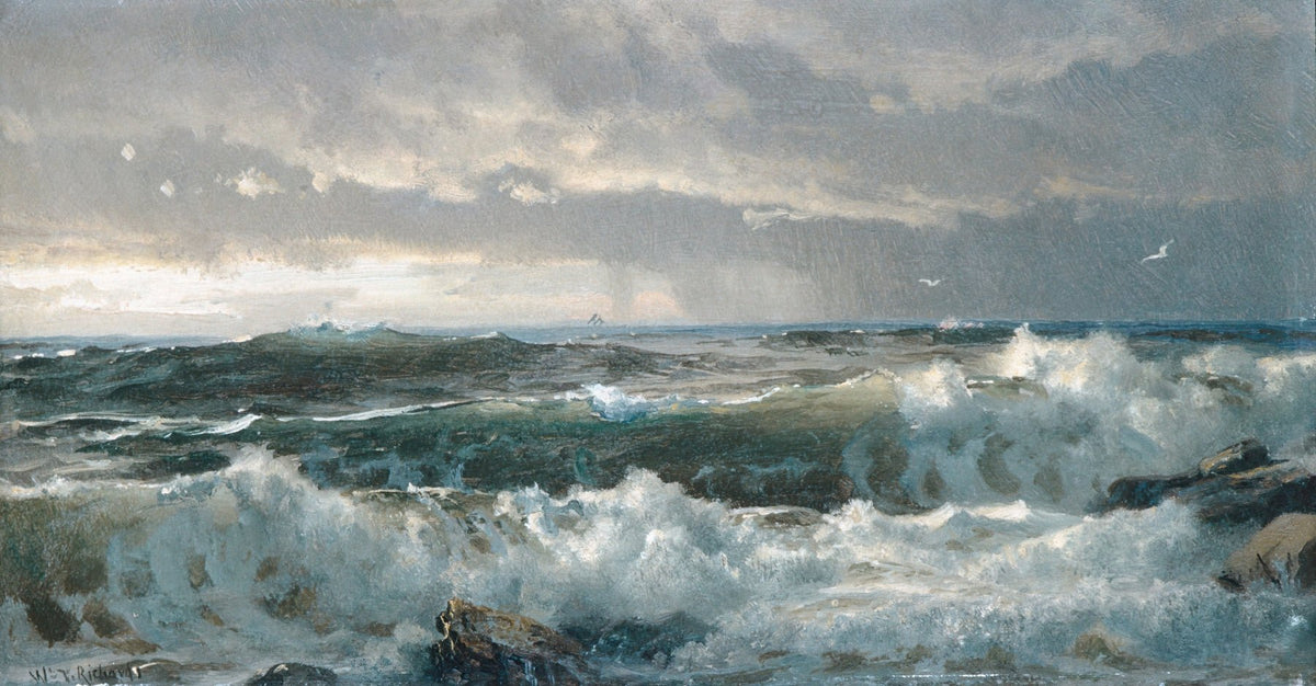 Landscape Oil Painting - Turbulent Ocean Waves, Stormy Skies & Vessel - Oil Painting Haven