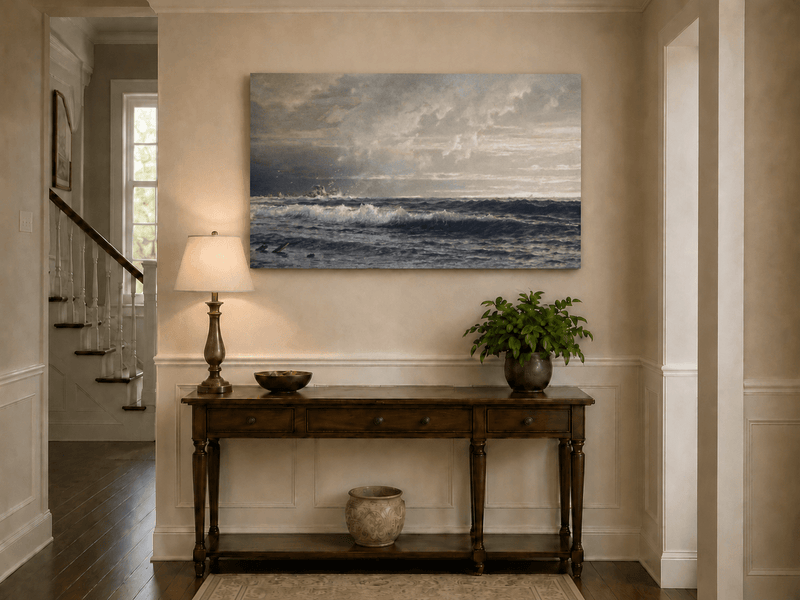 Landscape Oil Painting - Turbulent Seas, Stormy Skies & Stranded