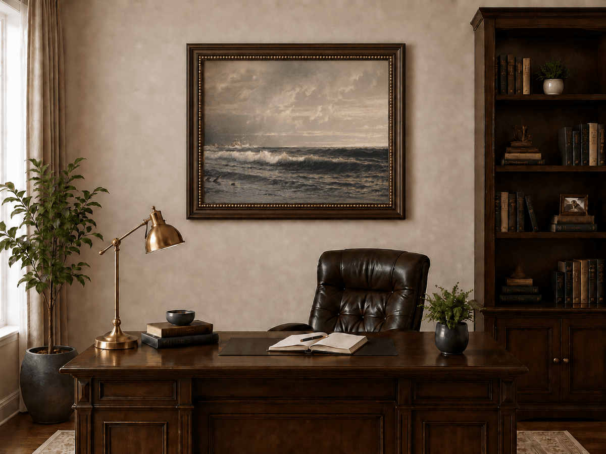 Landscape Oil Painting - Turbulent Seas, Stormy Skies & Stranded