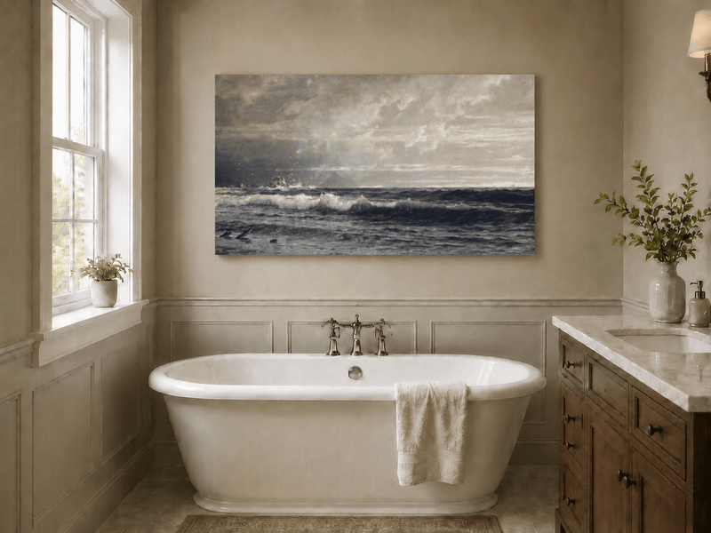 Landscape Oil Painting - Turbulent Seas, Stormy Skies & Stranded