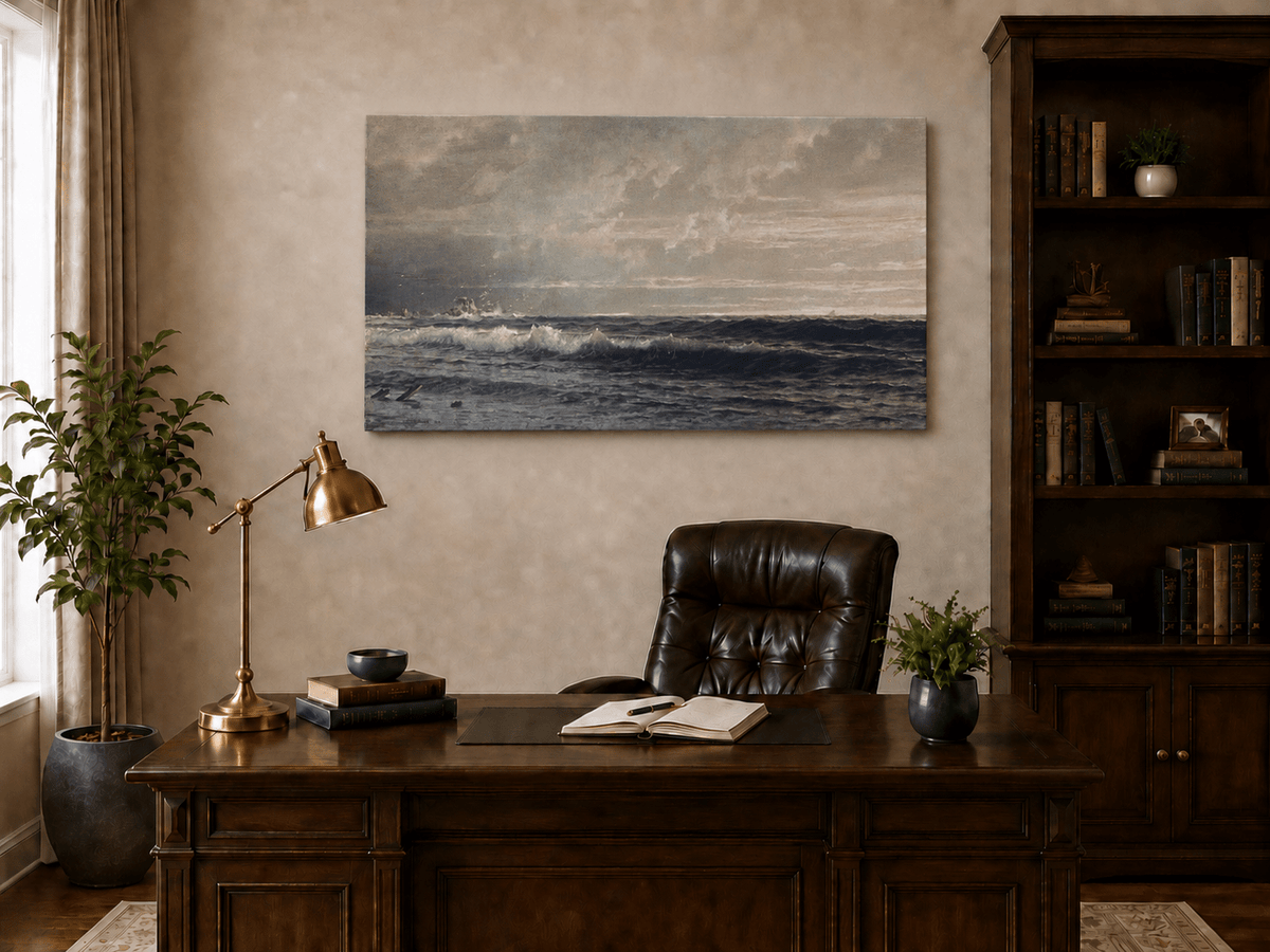 Landscape Oil Painting - Turbulent Seas, Stormy Skies & Stranded