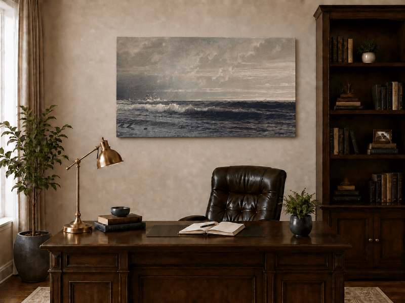 Landscape Oil Painting - Turbulent Seas, Stormy Skies & Stranded