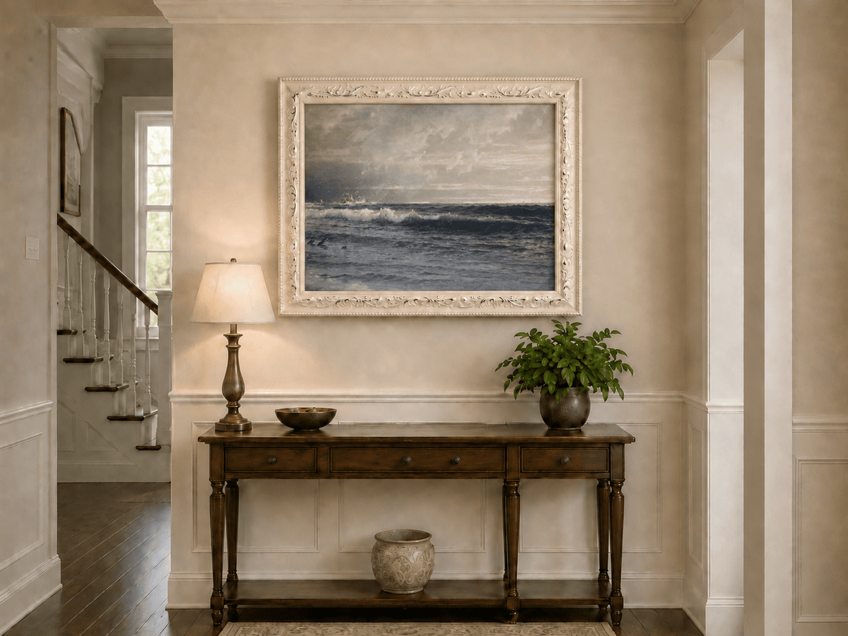 Landscape Oil Painting - Turbulent Seas, Stormy Skies & Stranded
