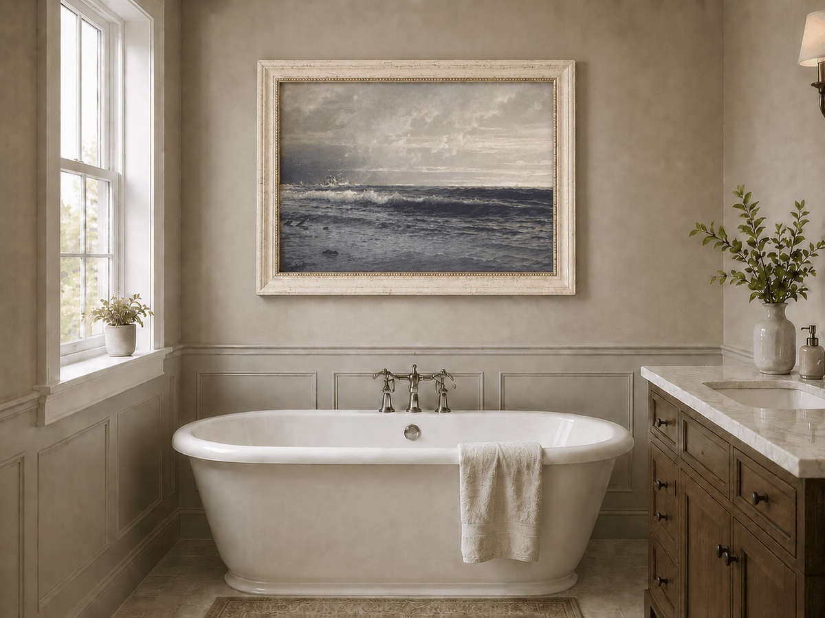 Landscape Oil Painting - Turbulent Seas, Stormy Skies & Stranded