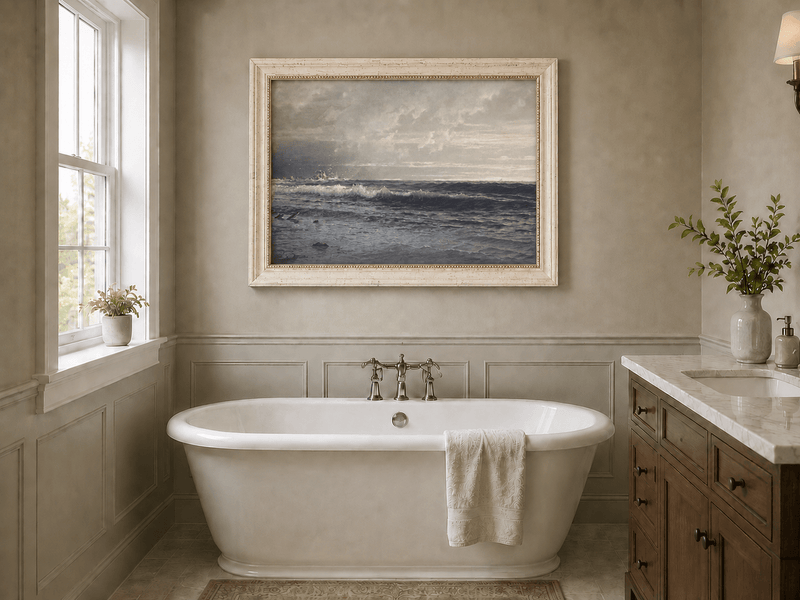 Landscape Oil Painting - Turbulent Seas, Stormy Skies & Stranded