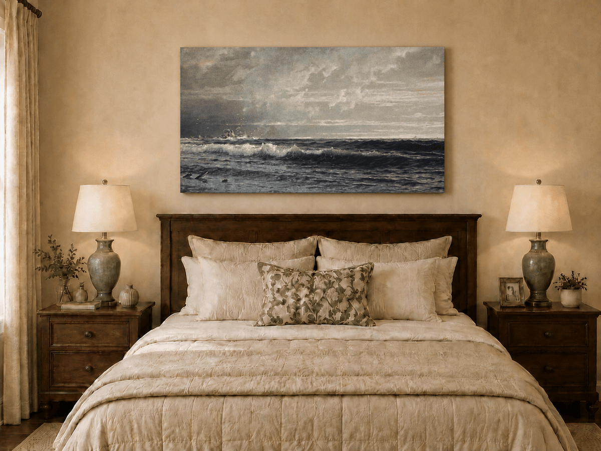 Landscape Oil Painting - Turbulent Seas, Stormy Skies & Stranded