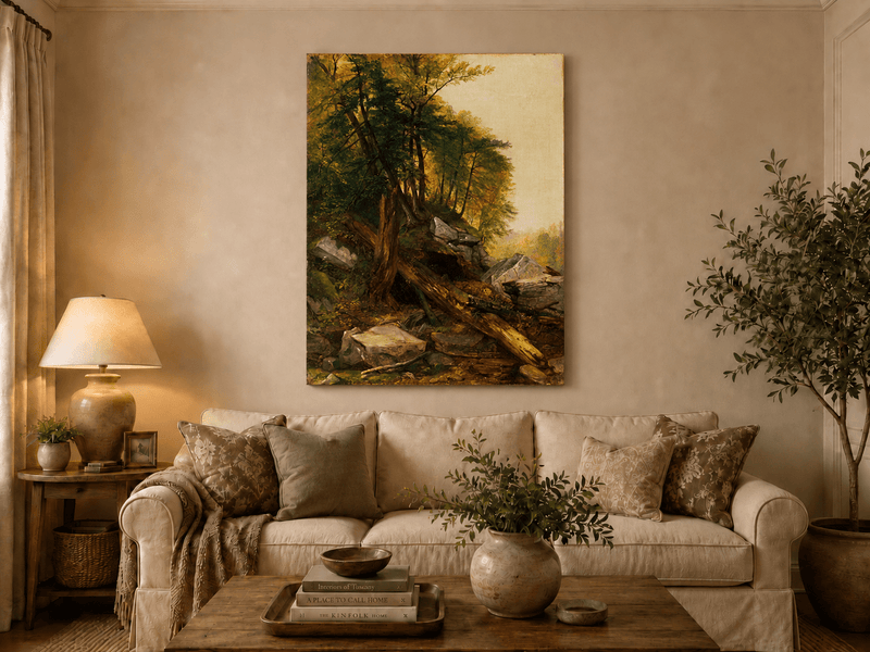 Landscape Oil Painting - Untamed Forest Scene Wall Art