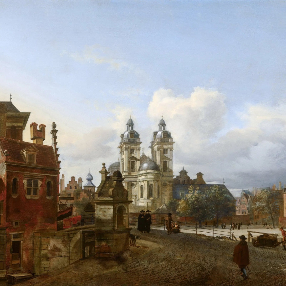 Landscape Oil Painting - Urban Scene with Historic Buildings and Figures - Oil Painting Haven