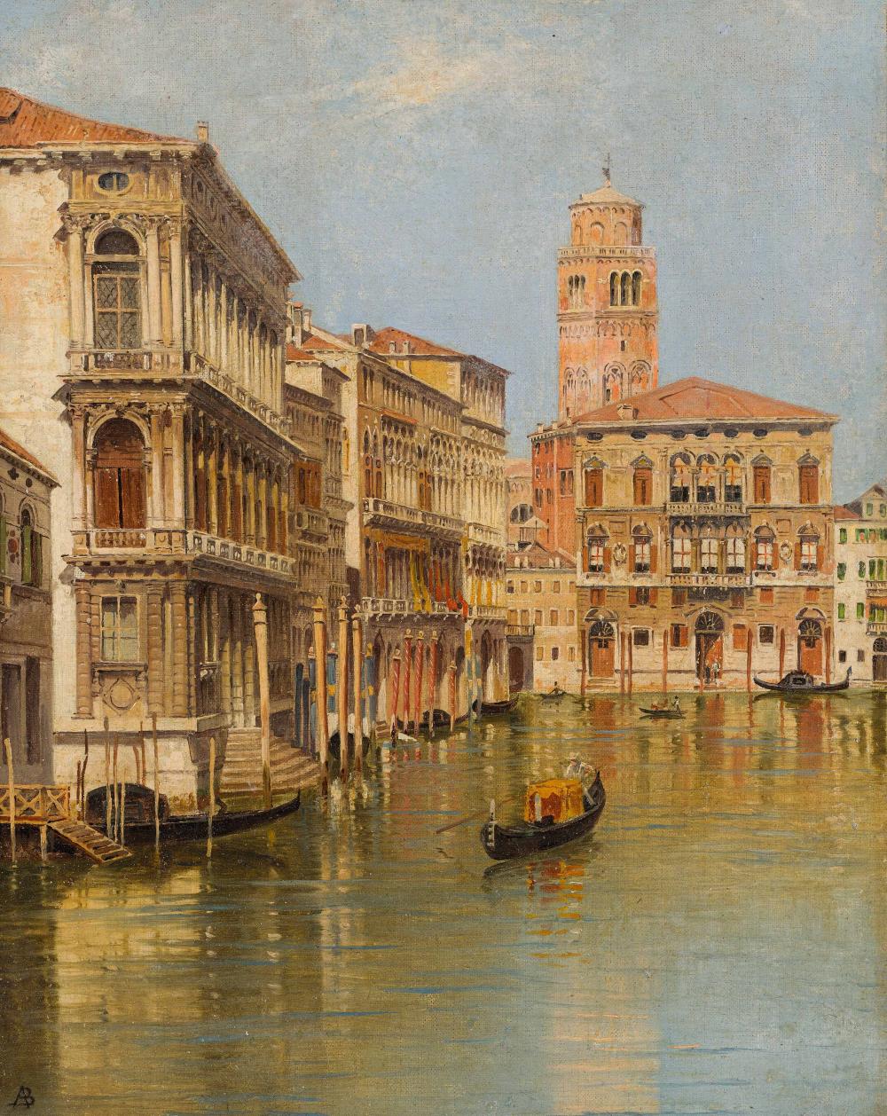 Landscape Oil Painting - Venetian Canal and Bell Tower View - Oil Painting Haven