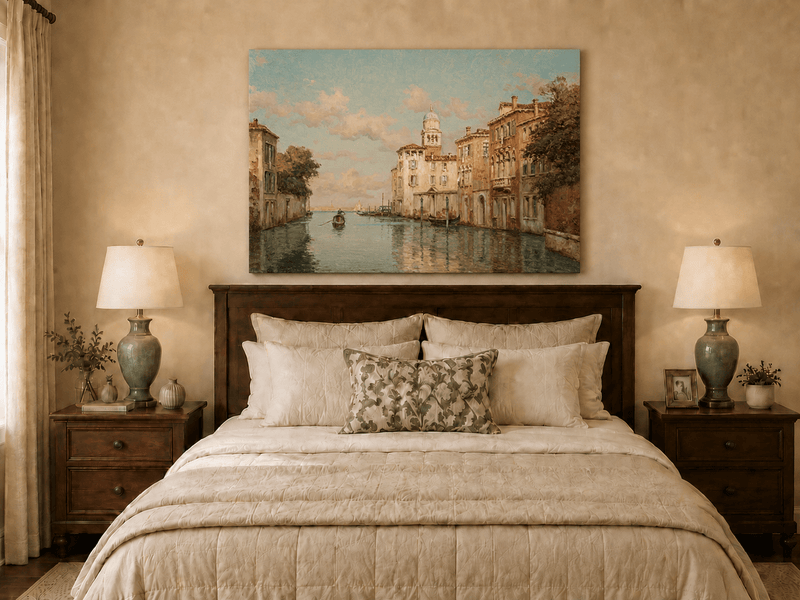 Landscape Oil Painting - Venetian Canal with Gondola