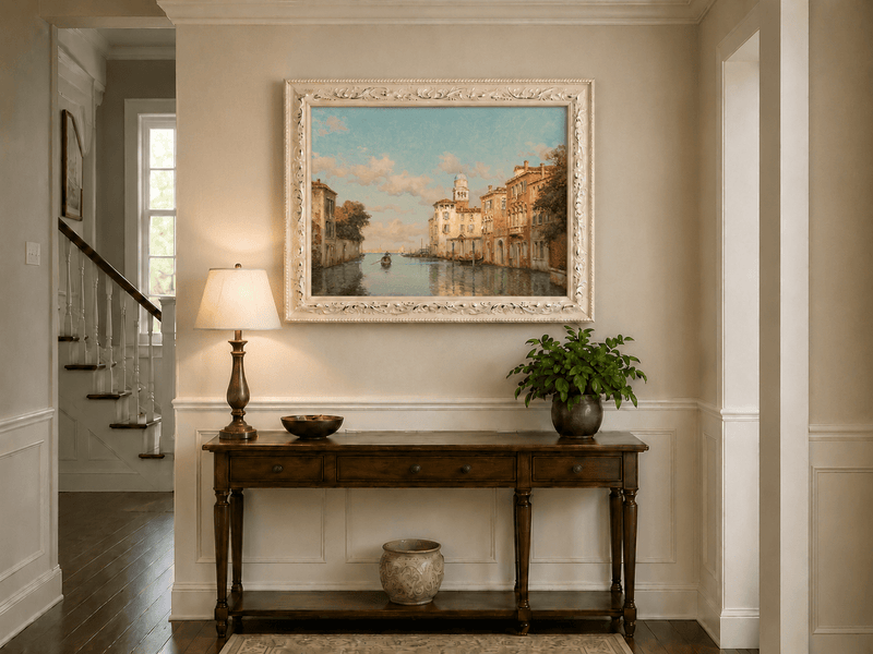 Landscape Oil Painting - Venetian Canal with Gondola