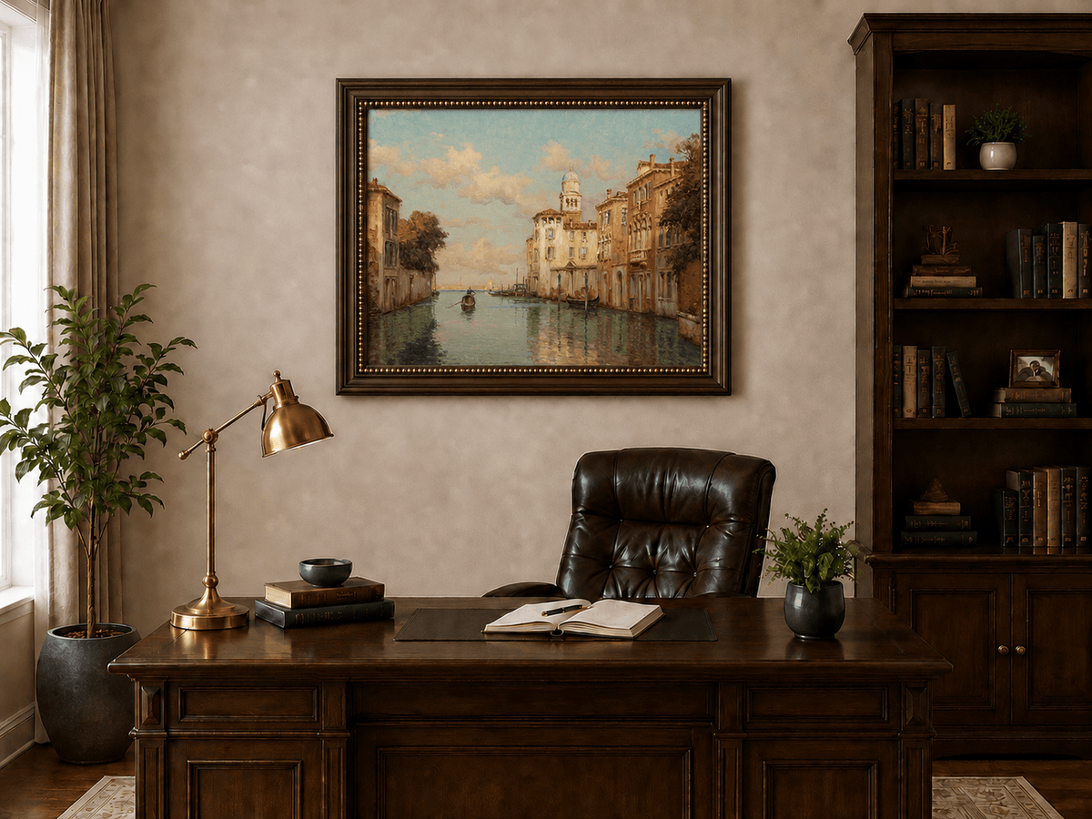 Landscape Oil Painting - Venetian Canal with Gondola