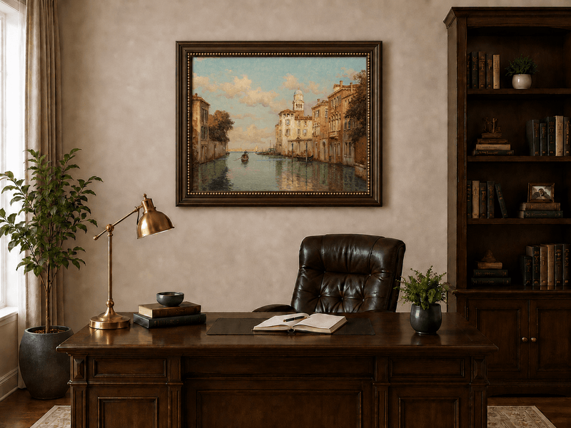 Landscape Oil Painting - Venetian Canal with Gondola