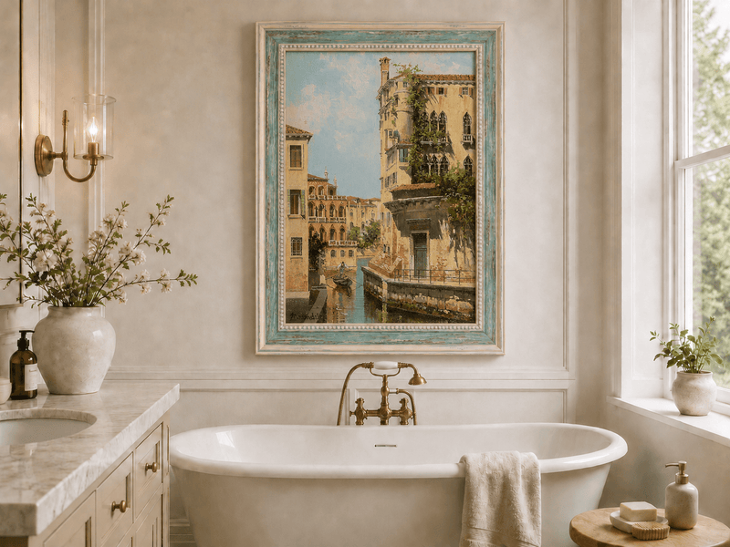 Landscape Oil Painting - Venetian Canal with Gondolier