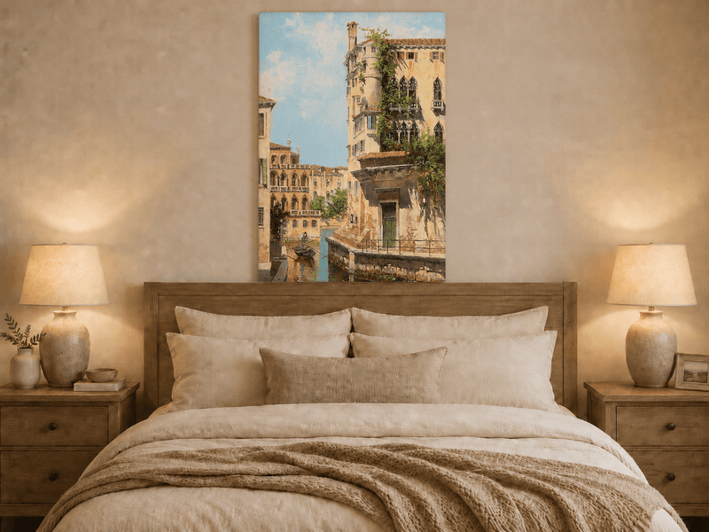 Landscape Oil Painting - Venetian Canal with Gondolier