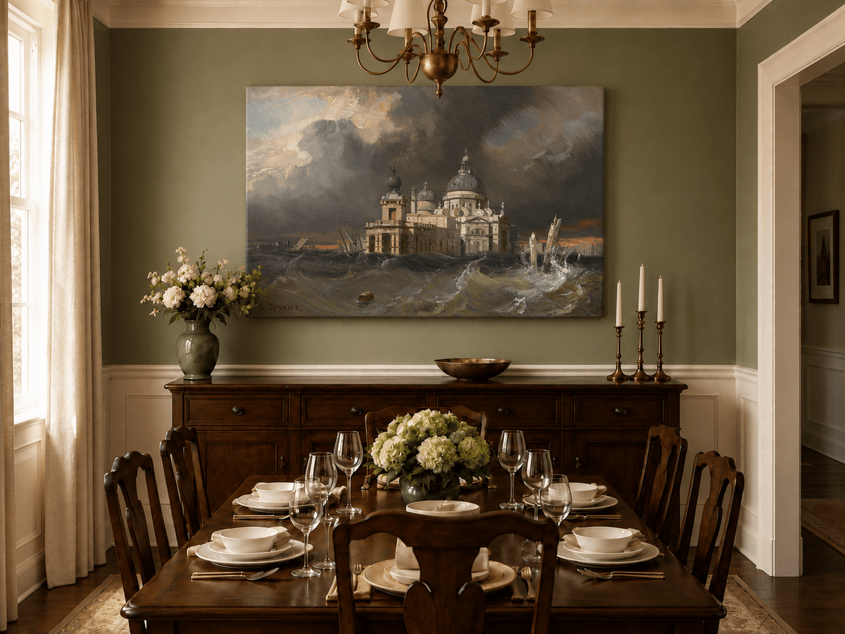 Landschaft Ölgemälde - Venezianische Kathedrale Sturm | Handgemalt