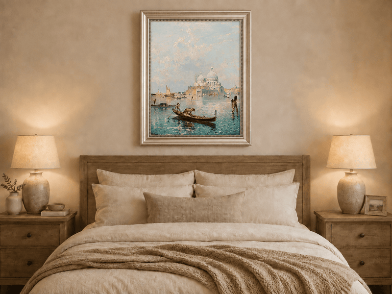 Landscape Oil Painting - Venetian Gondola and Santa Maria View