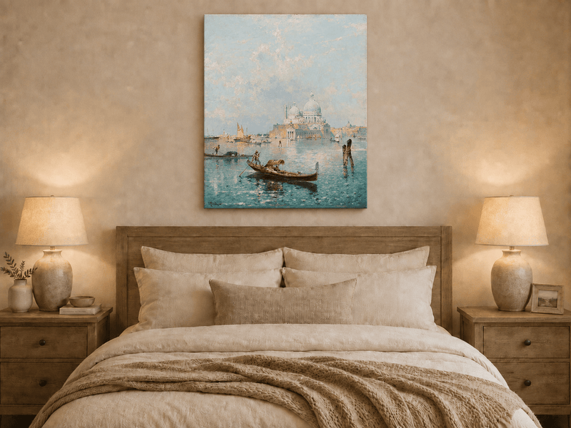 Landscape Oil Painting - Venetian Gondola and Santa Maria View