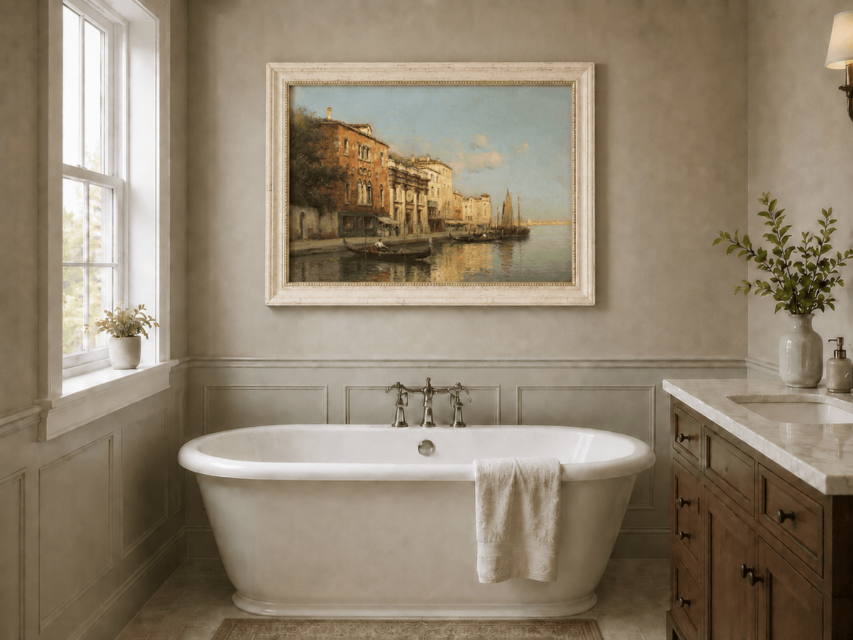 Landscape Oil Painting - Venetian Grand Canal Gondolas