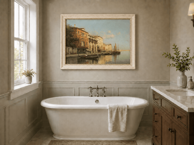 Landscape Oil Painting - Venetian Grand Canal Gondolas