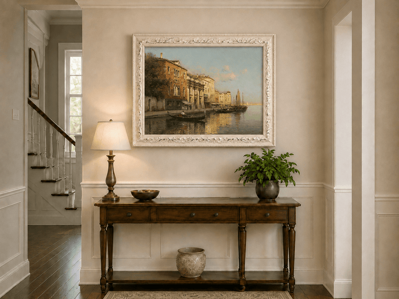 Landscape Oil Painting - Venetian Grand Canal Gondolas